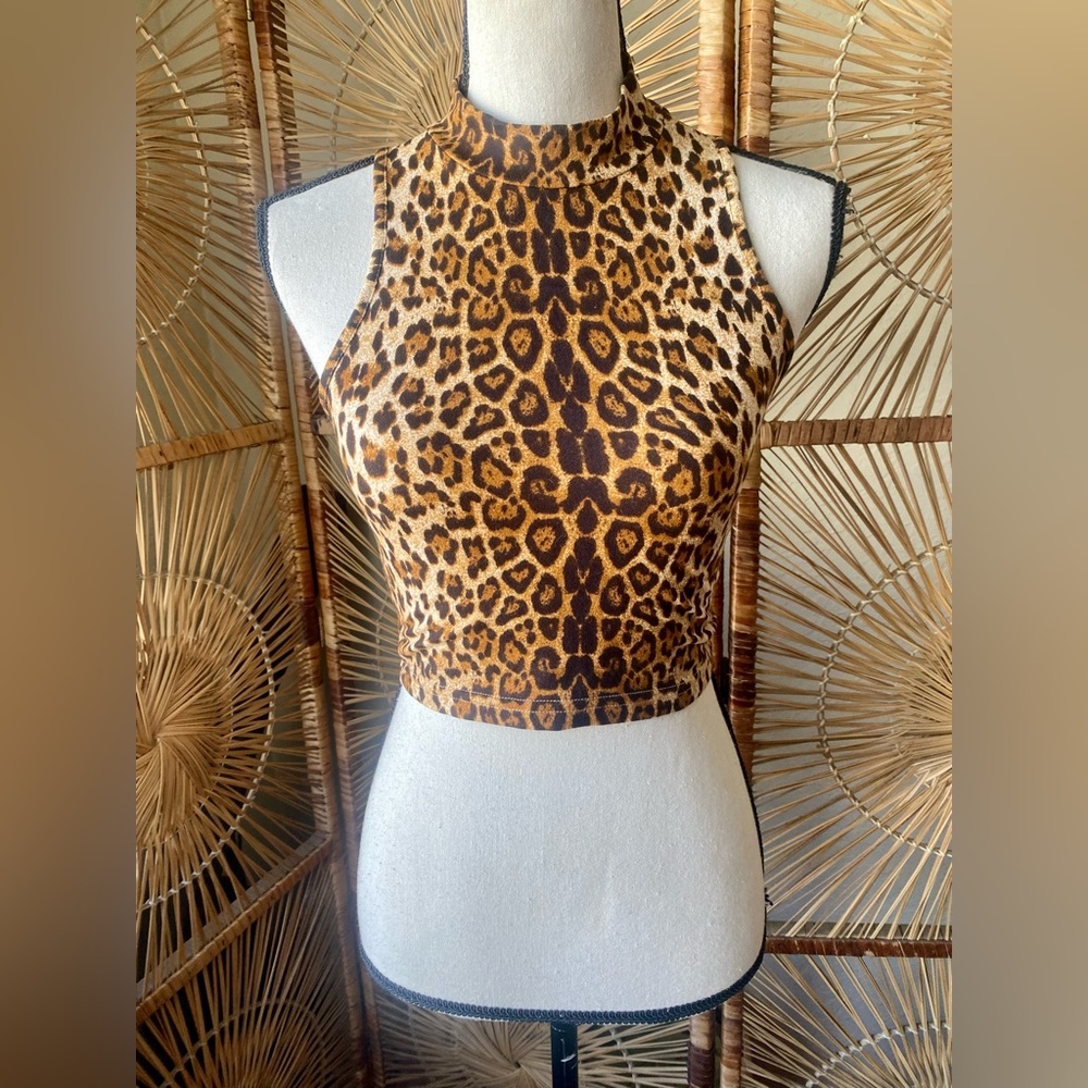 Animal Print Sleeveless Crop Top Size Small
